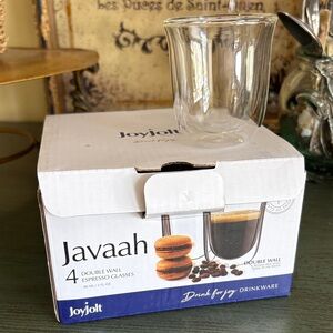 JoyJolt Javaah Double Wall Espresso Glasses - Clear set of 4